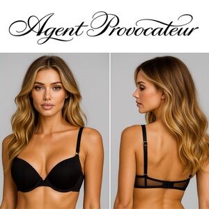Agent Provocateur Black Mesh Padded Push Up Bra Size 34C Sexy Lingerie